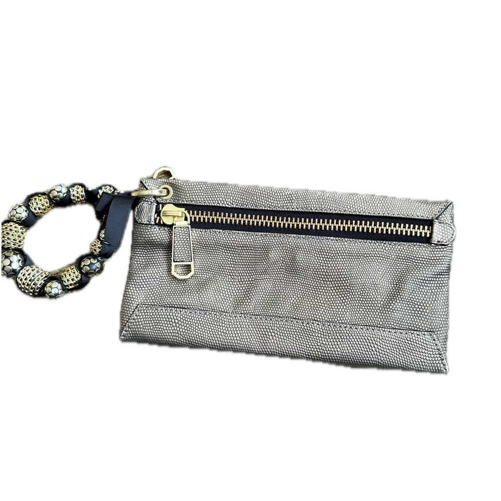 RAFE New York Celia Gold Tan Leather Snake Print Clutch Wristlet Great condition